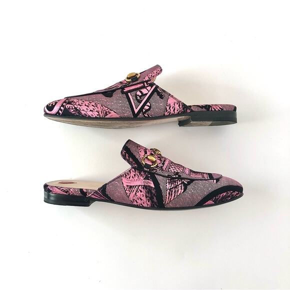 Gucci Princetown Horsebit Saint Romain Print Slip On Mules Flats 36 - Picture 4 of 8